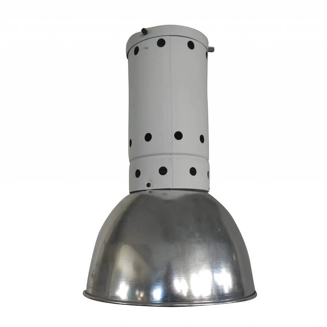 Industrial ceiling lamp in white metal and aluminium, 60s 1092479