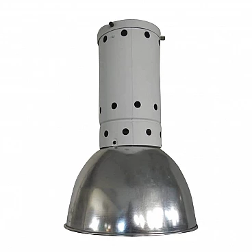 Industrial ceiling lamp in white metal and aluminium, 60s