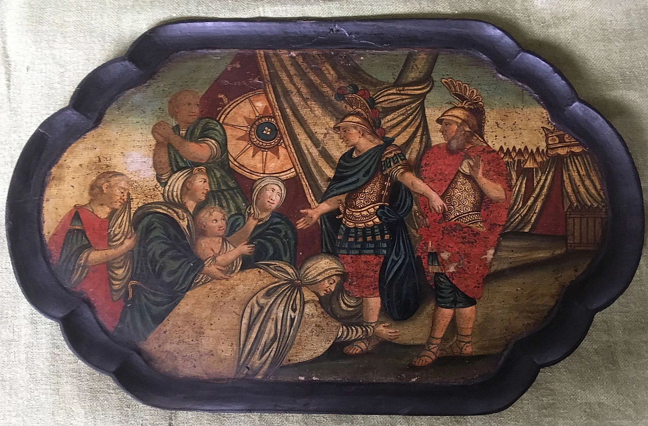 Antique tray with mythological subject painted in oil, possibly England, 18th century 1100446