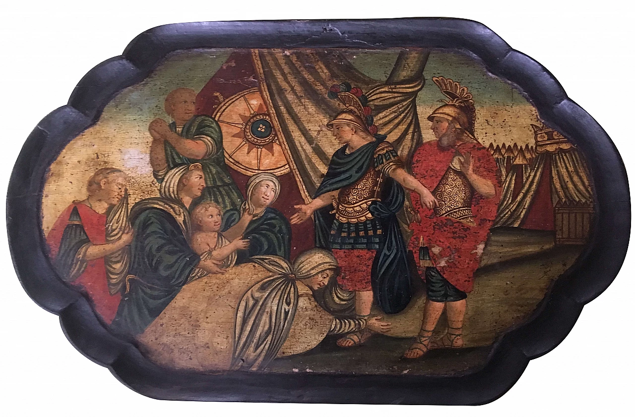 Antique tray with mythological subject painted in oil, possibly England, 18th century 1100648