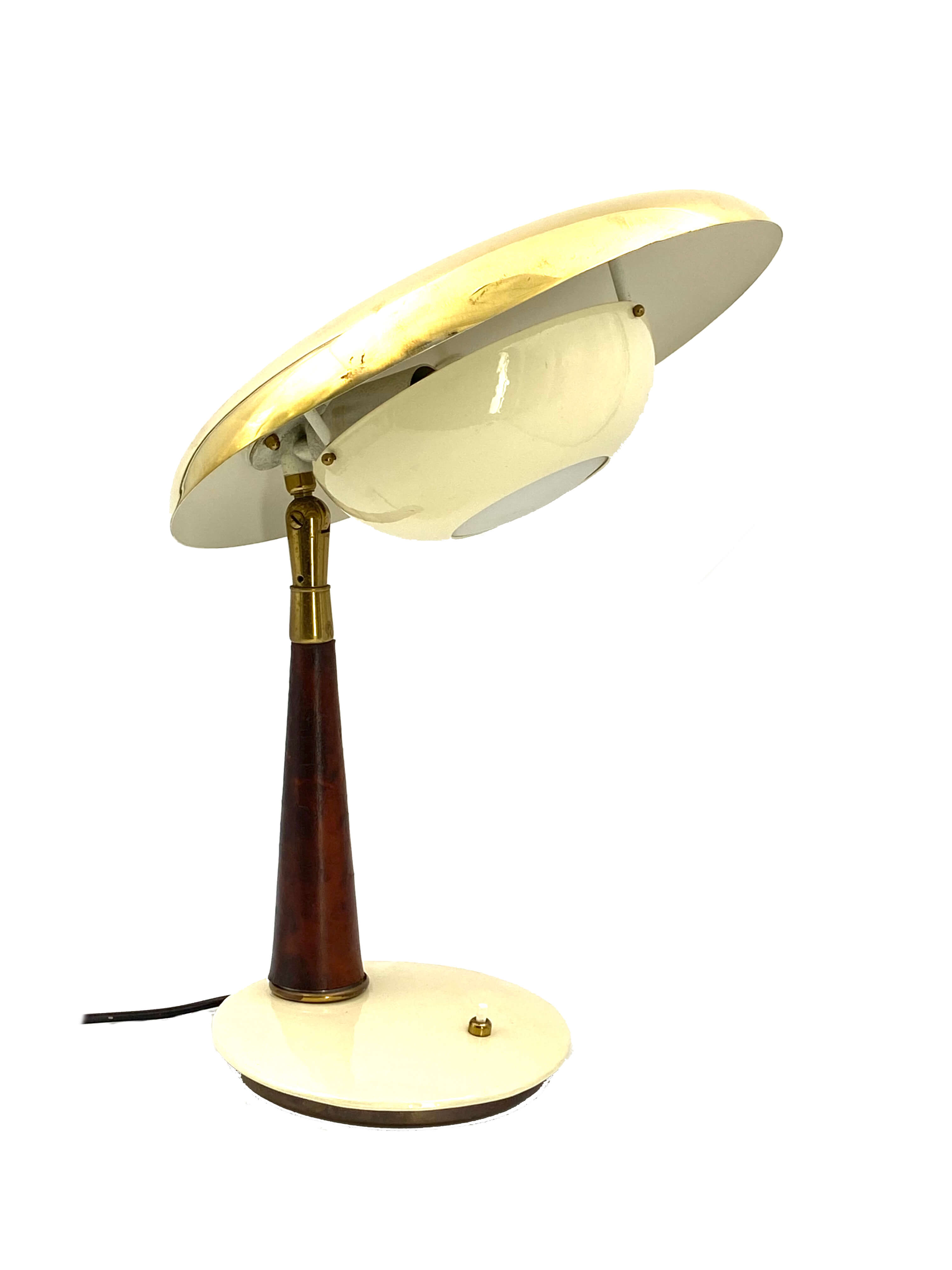Lampada da scrivania in ottone e pelle Angelo Lelii per Arredoluce, 1956