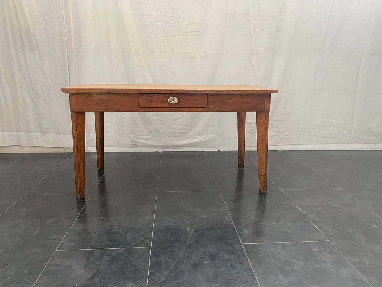 Cherry wood kitchen table, with drawer with glass handle, 1950s 1123364