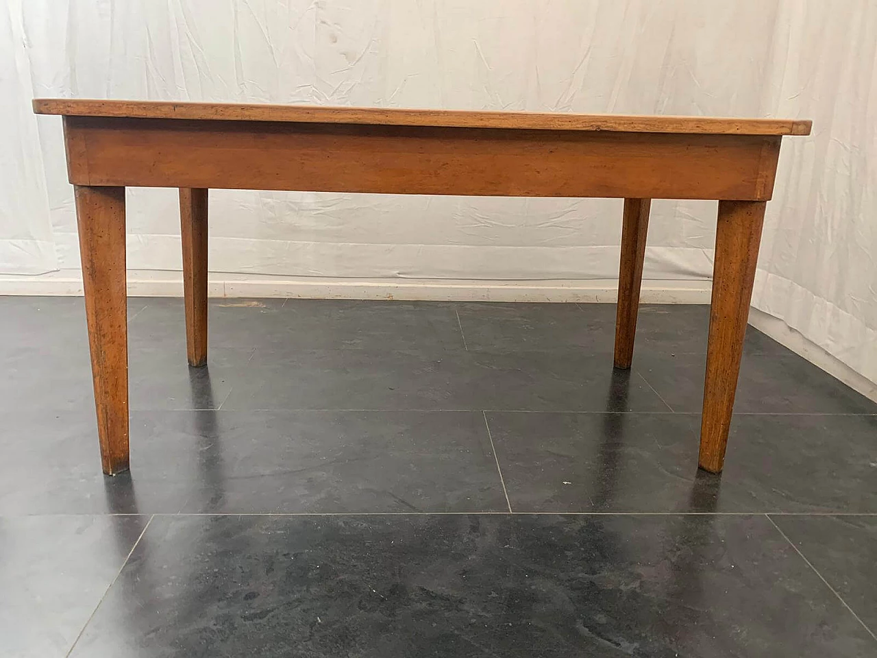 Cherry wood kitchen table, with drawer with glass handle, 1950s 1123365