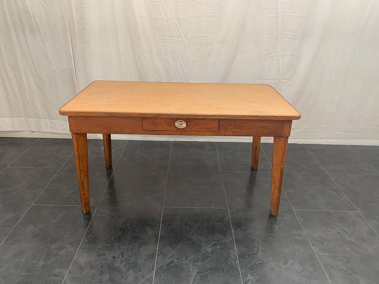 Cherry wood kitchen table, with drawer with glass handle, 1950s 1123368