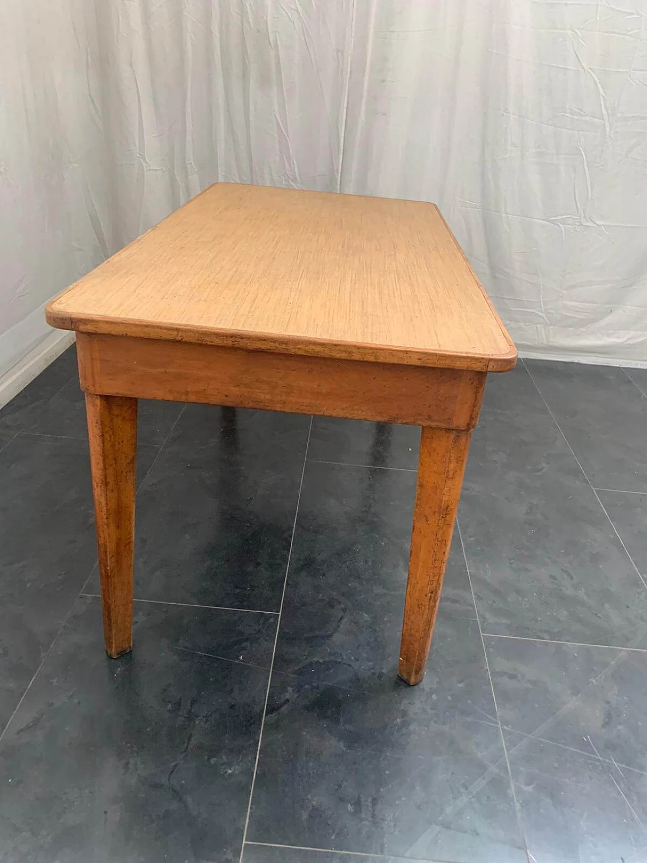 Cherry wood kitchen table, with drawer with glass handle, 1950s 1123369