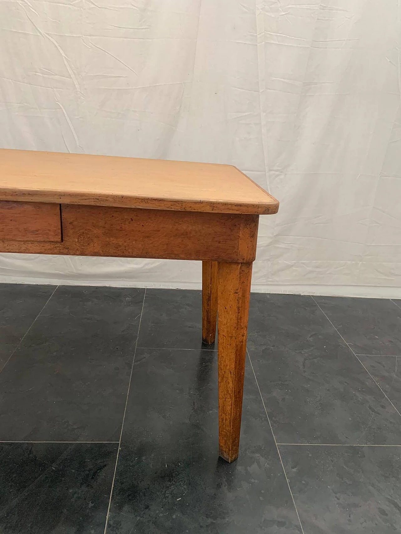 Cherry wood kitchen table, with drawer with glass handle, 1950s 1123371