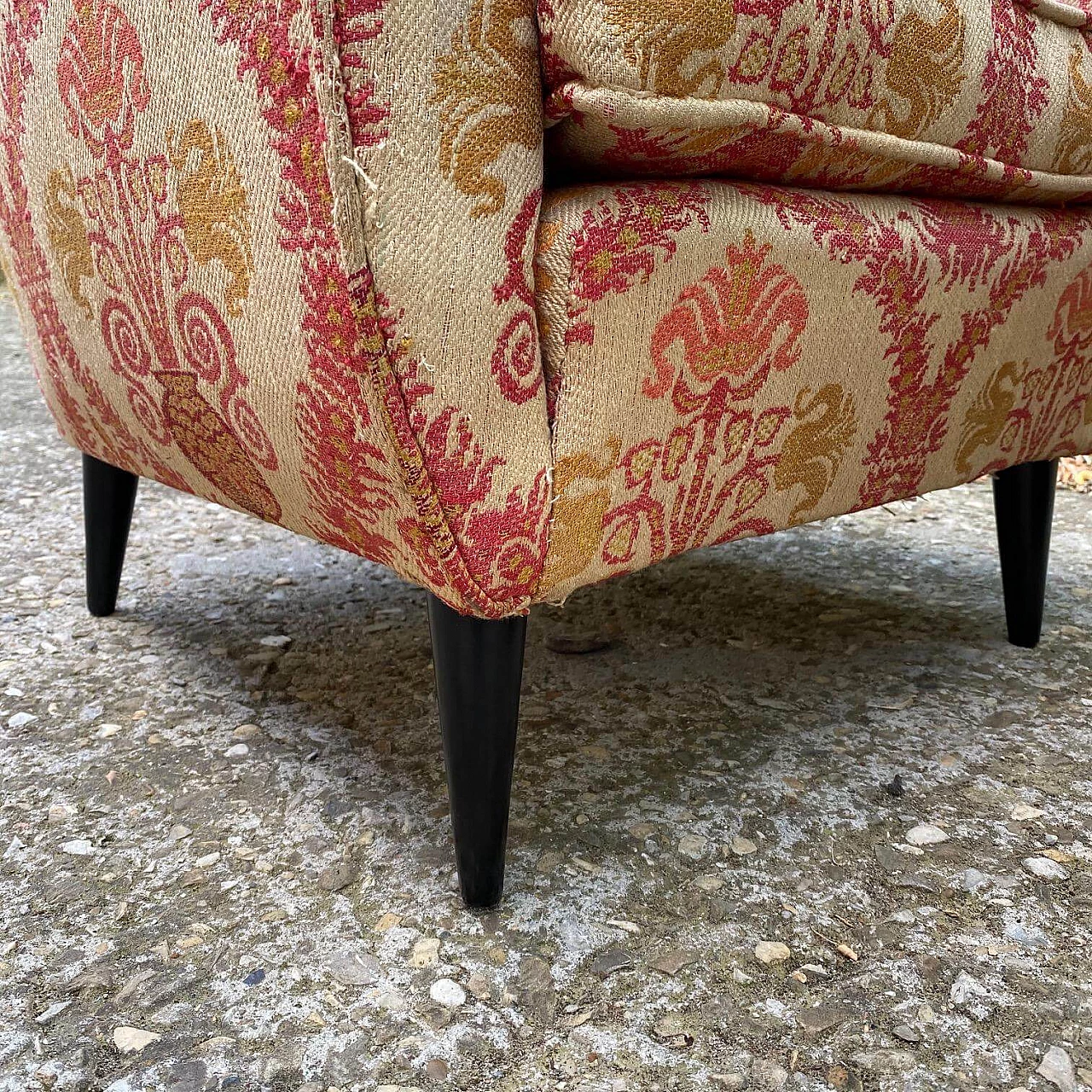 Pair of armchairs upholstered in floral damask, 1950s 1129868