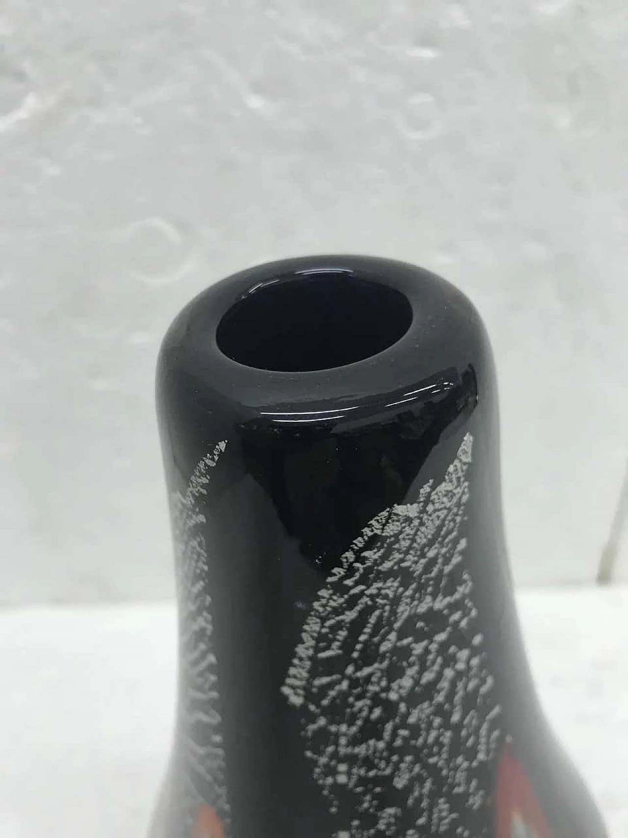 Black Murano glass murrine vase by Alfredo Barbini, 70s 1138418