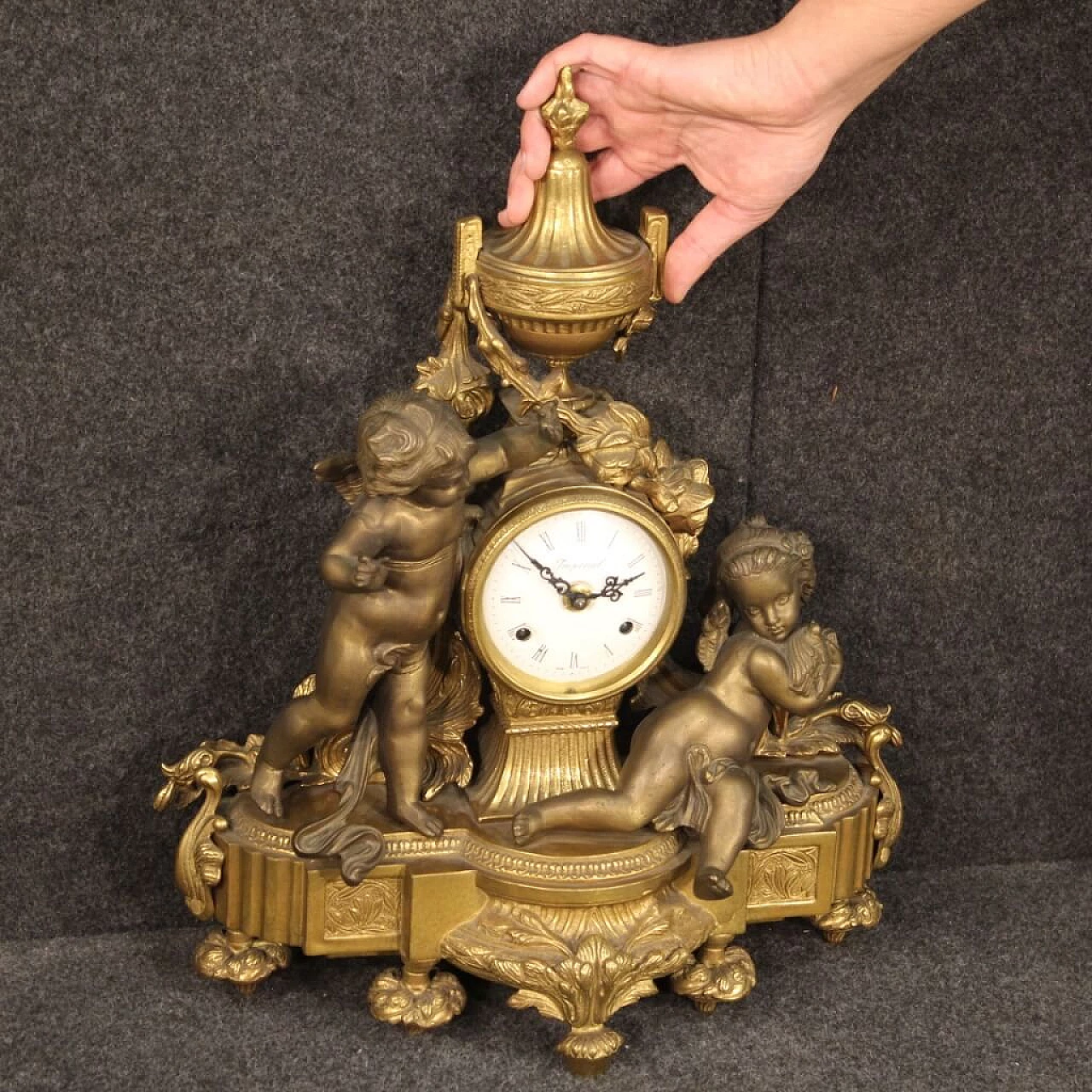 French clock in bronze and gilded antimony, '900 1142236