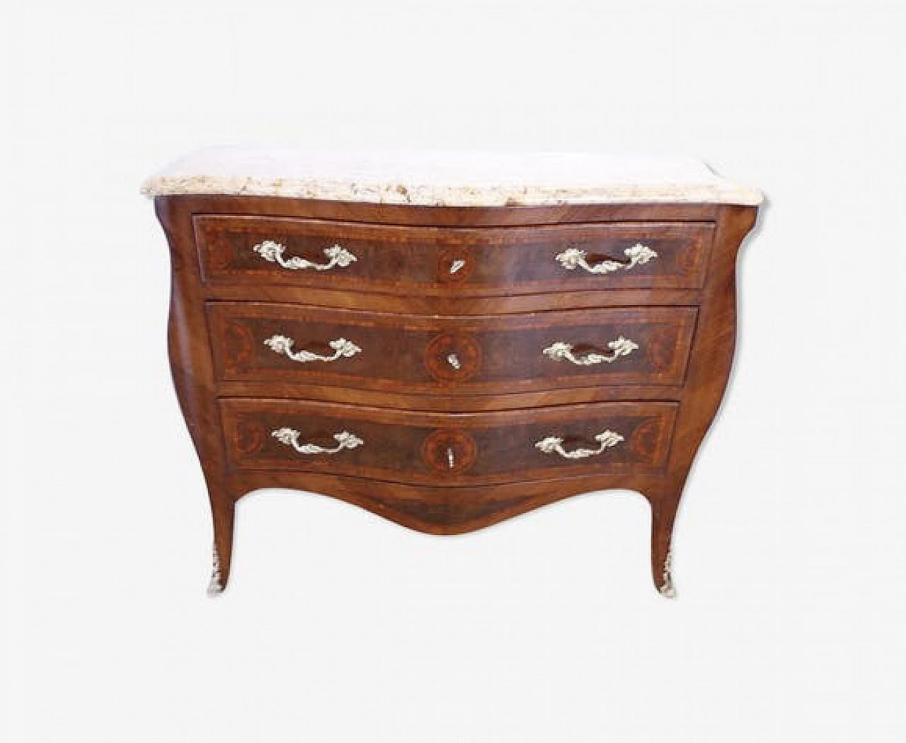 Louis XV style wooden chest of drawers with marble top, 1920s 1142873