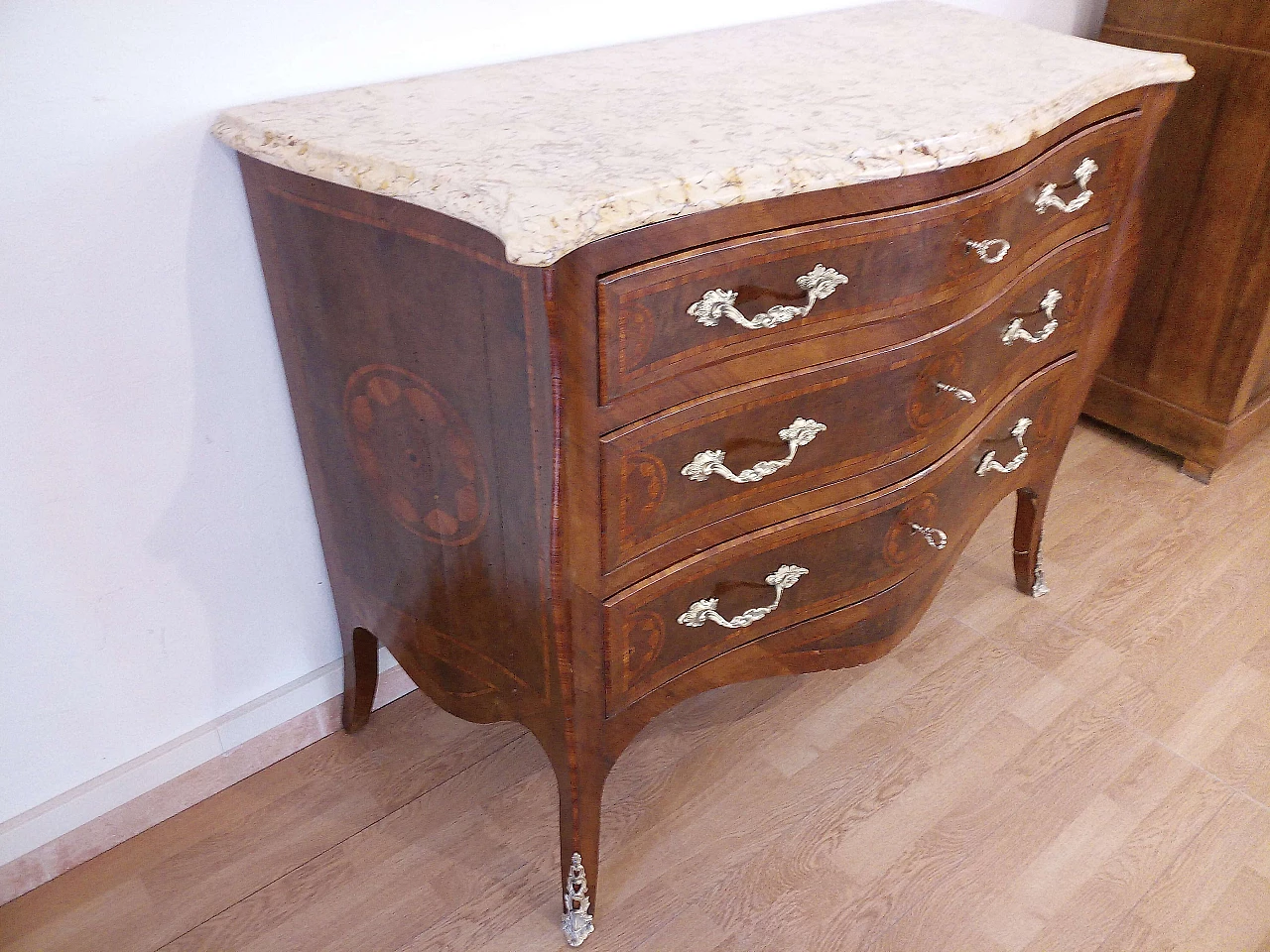 Louis XV style wooden chest of drawers with marble top, 1920s 1142877