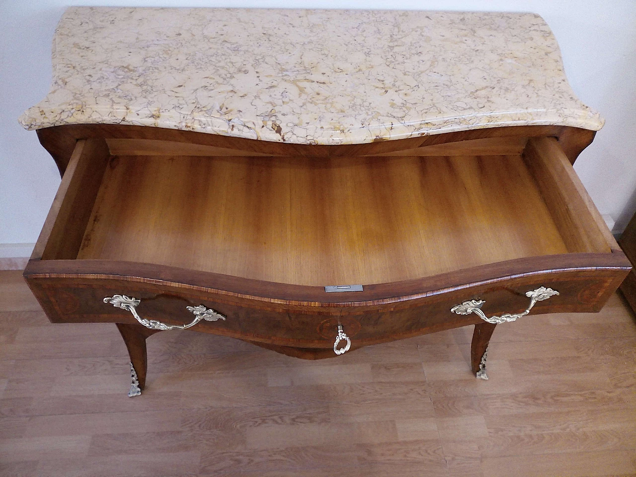 Louis XV style wooden chest of drawers with marble top, 1920s 1142879