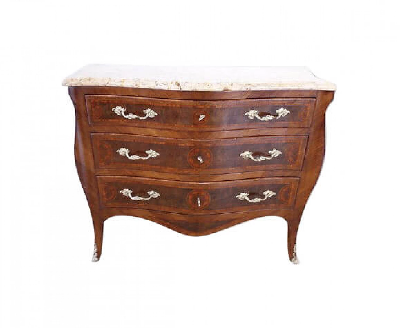 Louis XV style wooden chest of drawers with marble top, 1920s 1143176