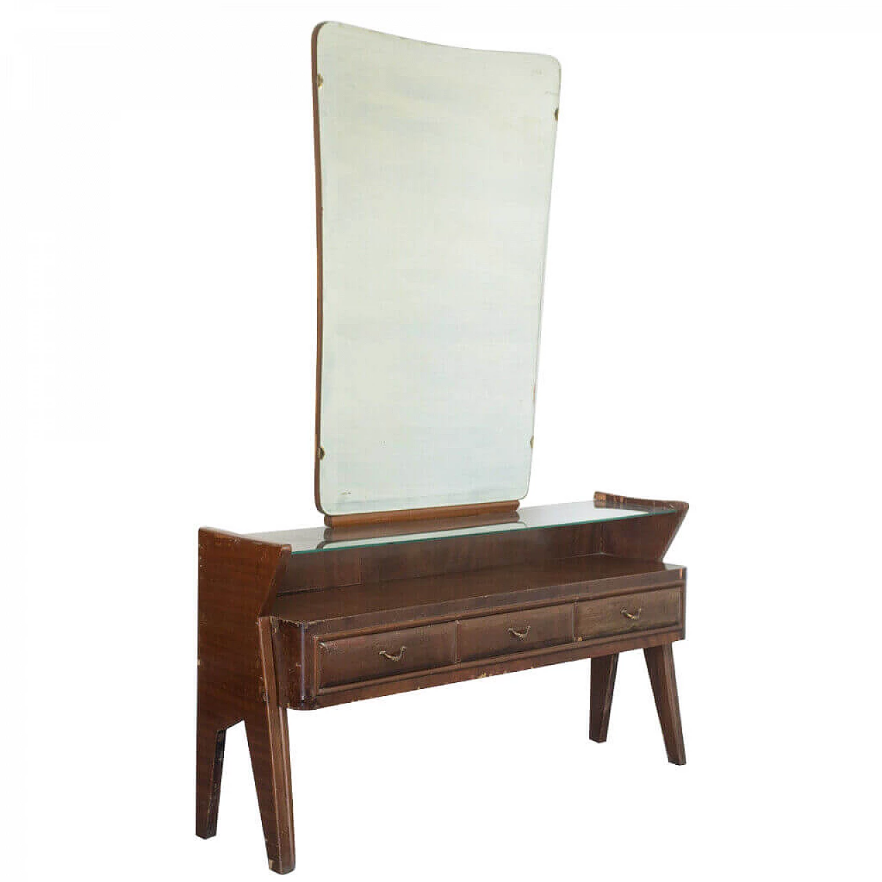 Wooden console table with mirror Dassi style, 50s 1144060