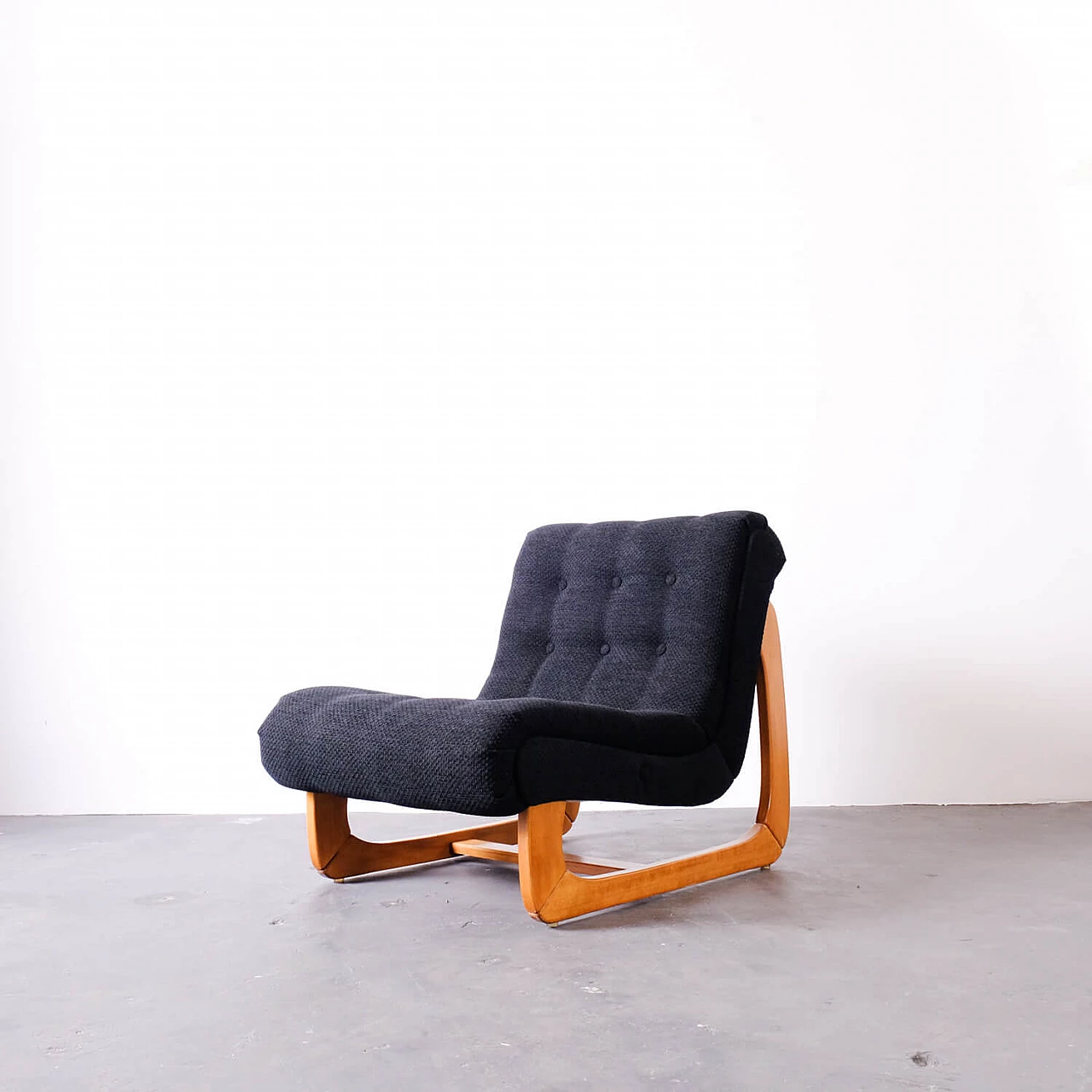 Beech armchair with upholstered seat, 1960s 1181541