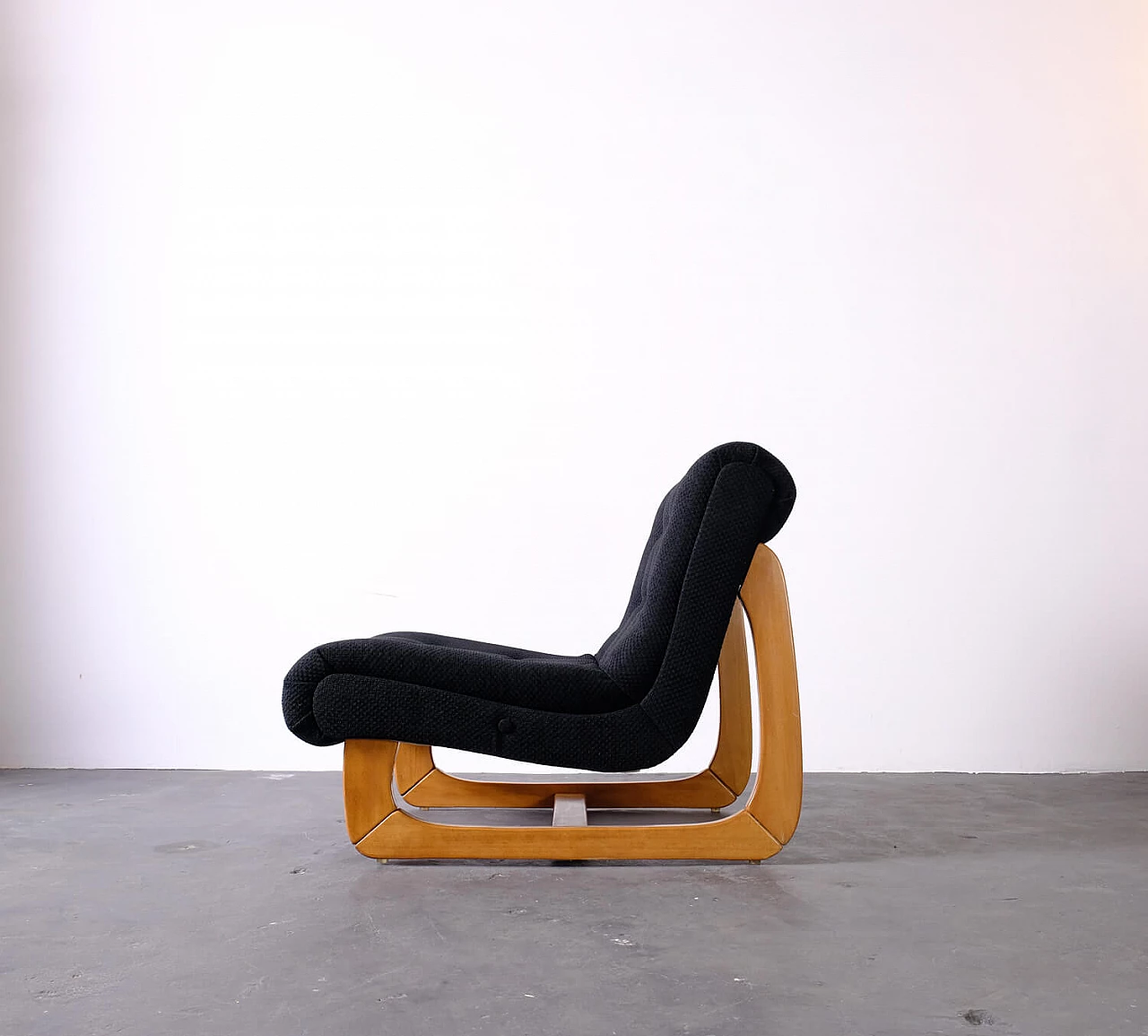 Beech armchair with upholstered seat, 1960s 1181542