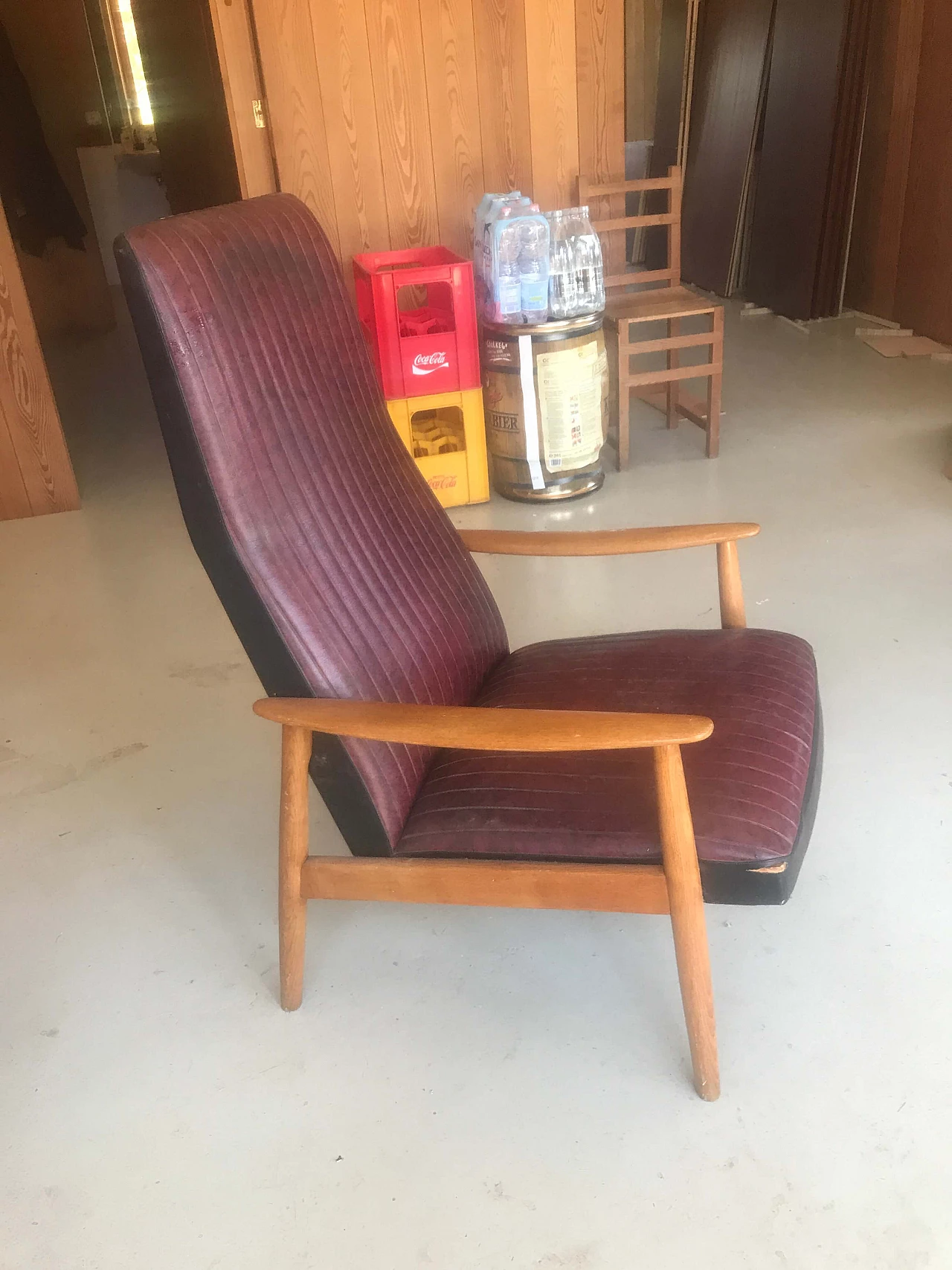 Scandinavian armchair in skai, 60s 1185656