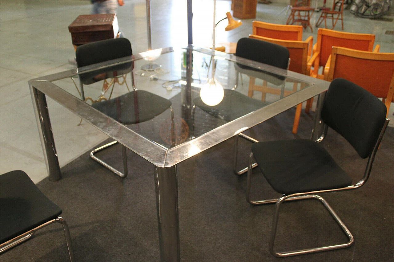 Table and 4 chairs in chromed metal by Cinova, 70s 1186106