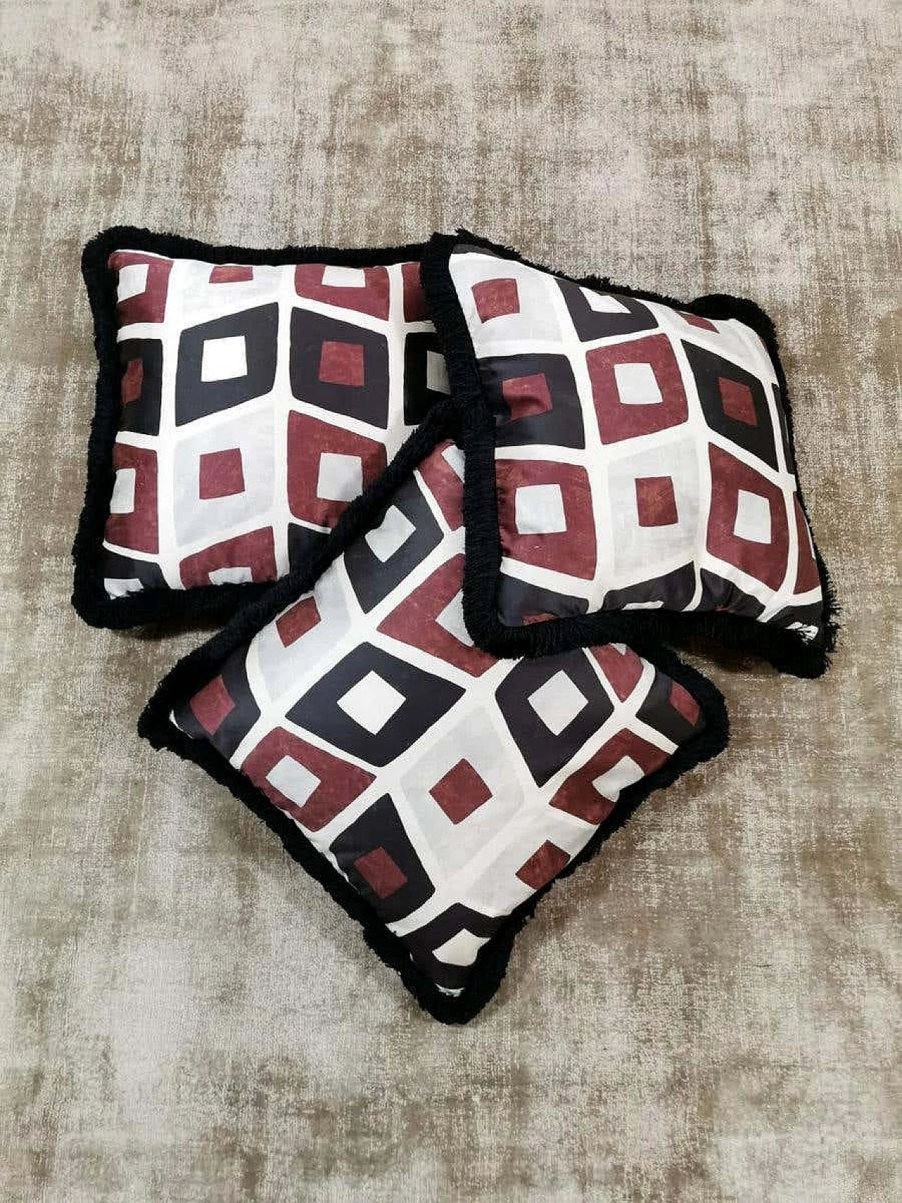 3 handmade pillows in Dedar satin fabric and velvet, 60s 1186593