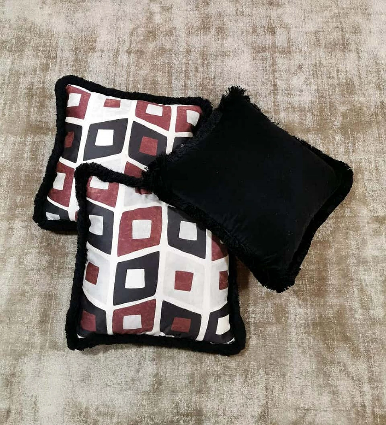 3 handmade pillows in Dedar satin fabric and velvet, 60s 1186594