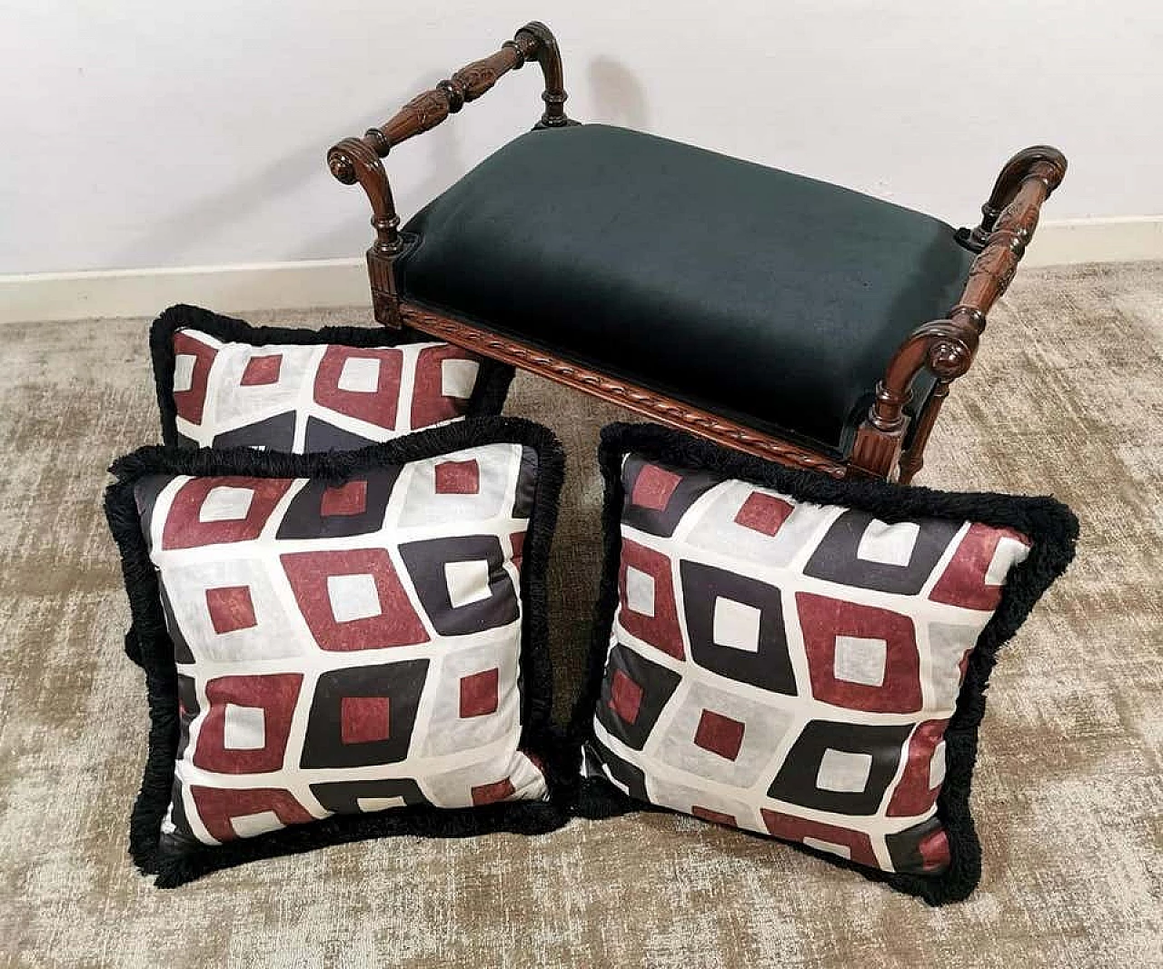 3 handmade pillows in Dedar satin fabric and velvet, 60s 1186595