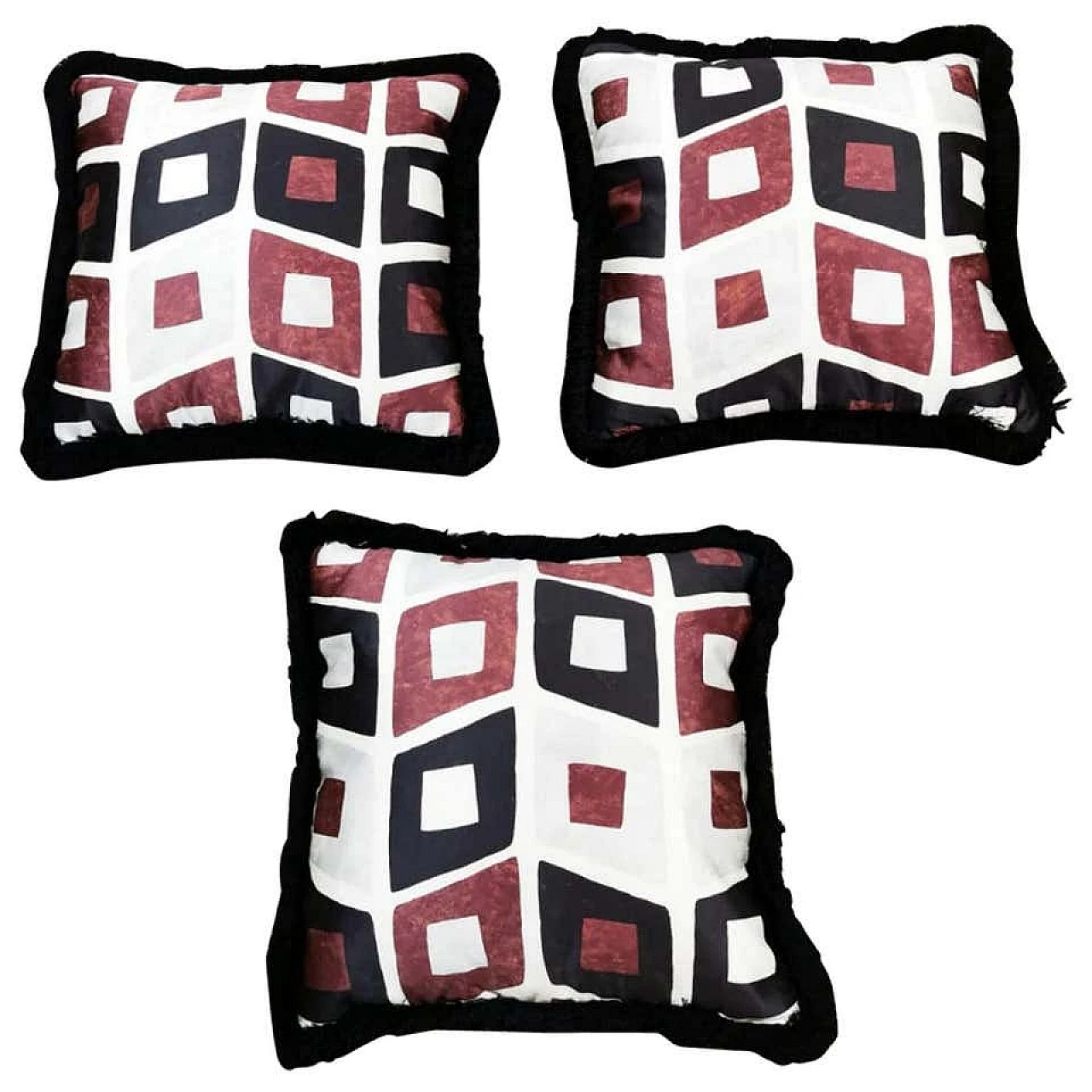 3 handmade pillows in Dedar satin fabric and velvet, 60s 1186597