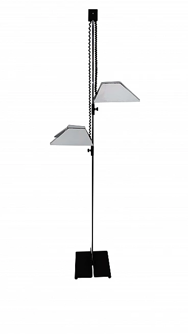 Adjustable floor lamp with 2 lights with white flaps, 90s