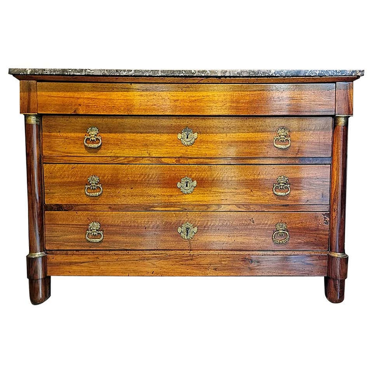 Late Empire chest of drawers in walnut with bronze handles, 19th century 1187720