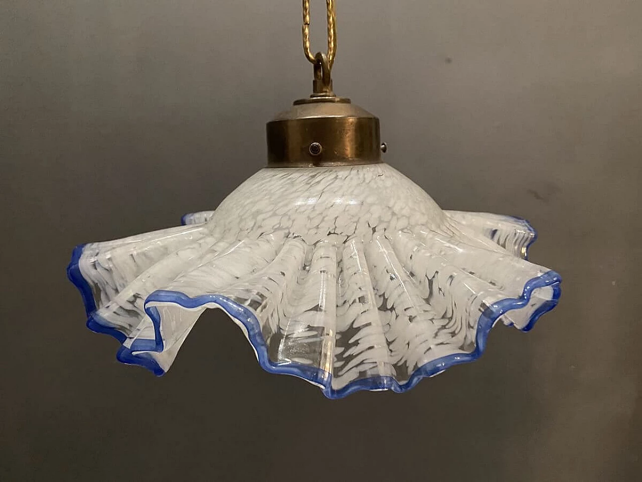 Suspension lamp in blue Murano glass, 1950s 1193629