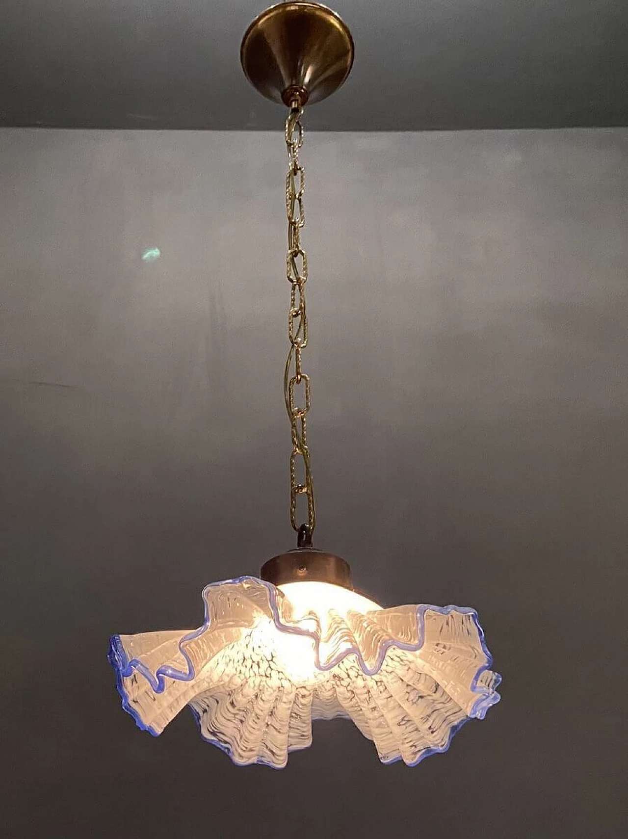 Suspension lamp in blue Murano glass, 1950s 1193632