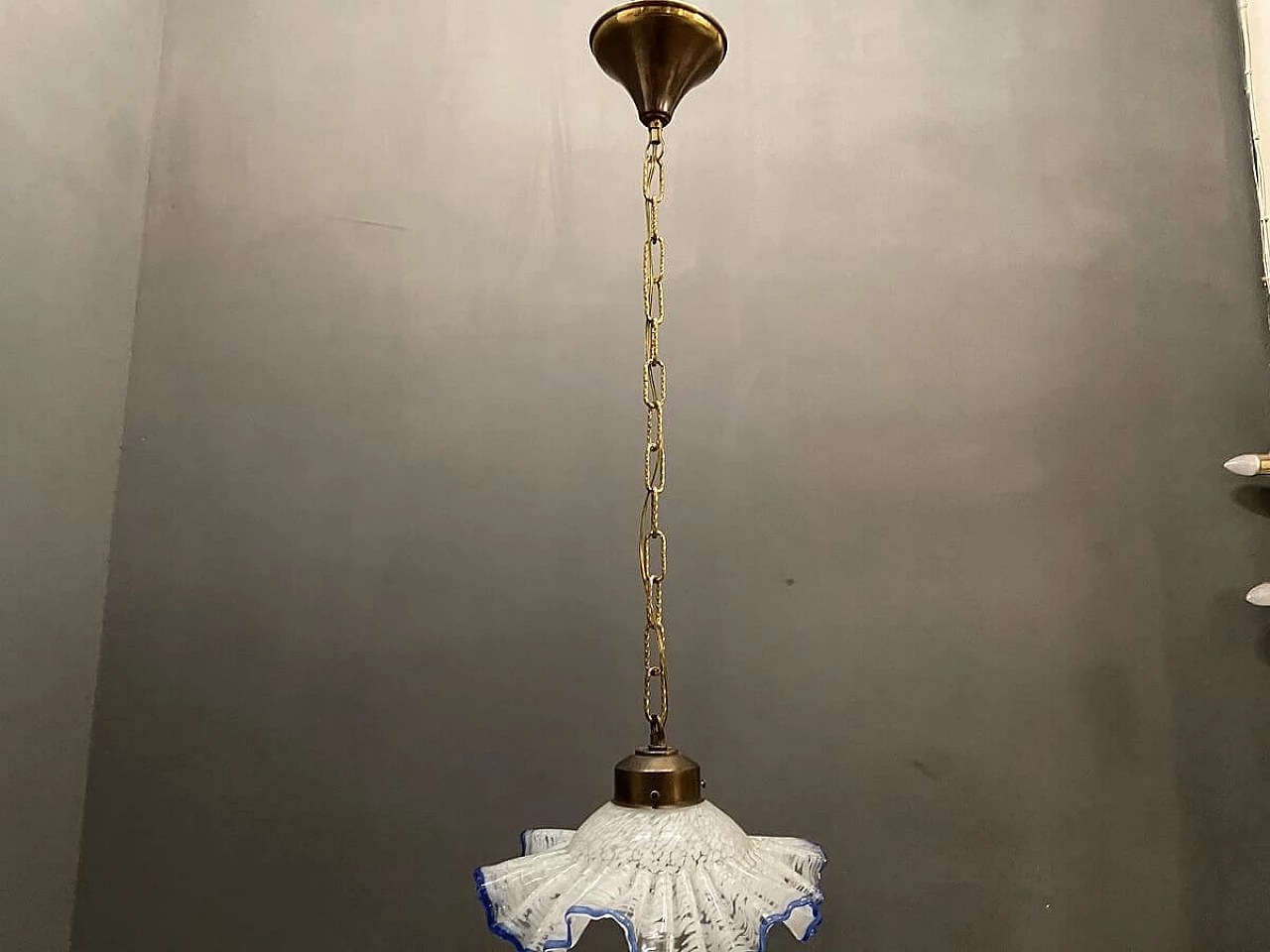 Suspension lamp in blue Murano glass, 1950s 1193634