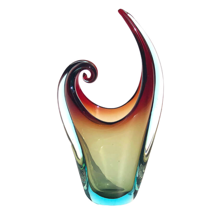 Murano glass vase in red and blue, 70s | intOndo