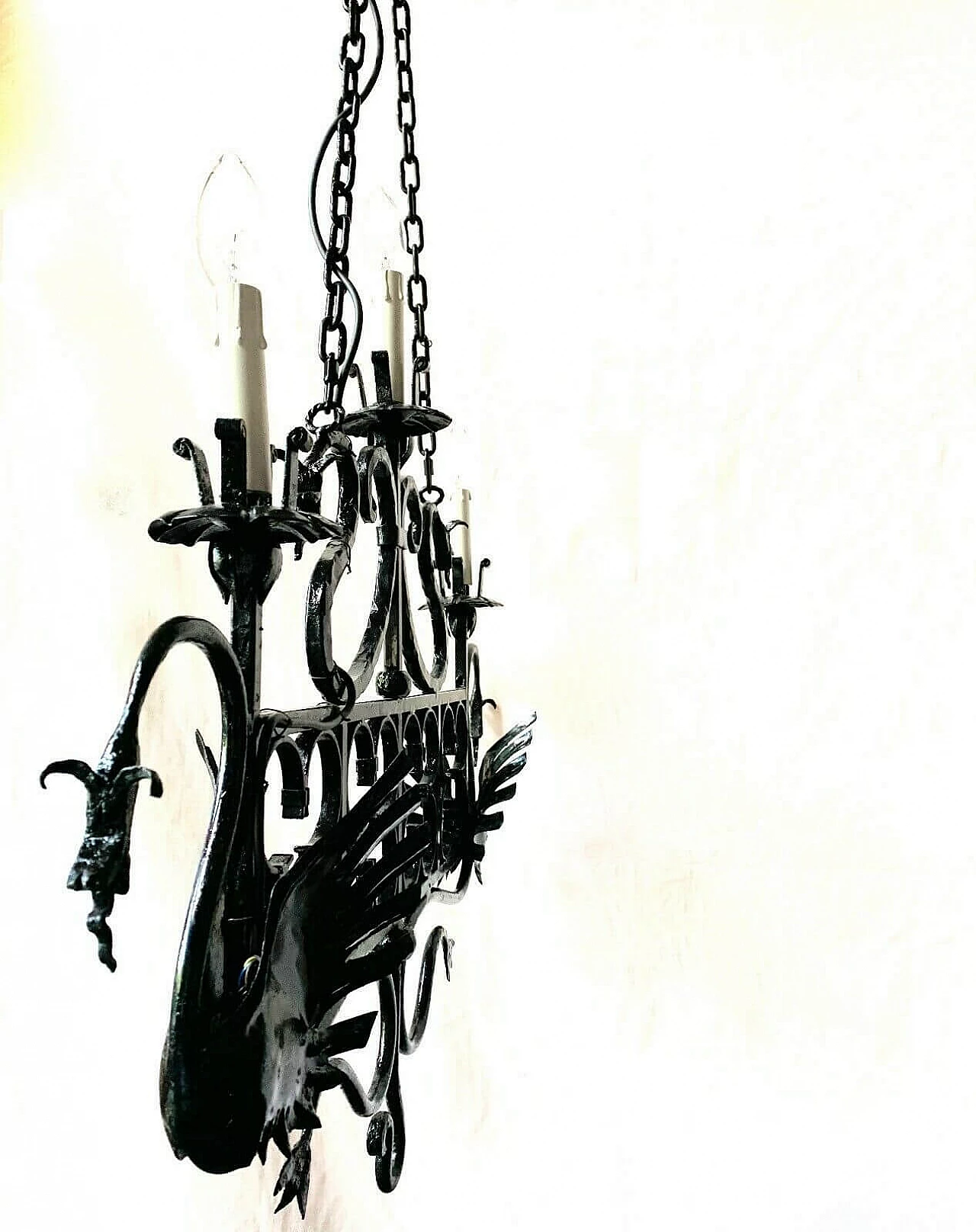 Pair of wrought iron chandeliers, 40s 1204629