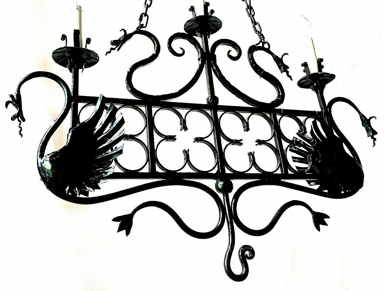 Pair of wrought iron chandeliers, 40s 1204630