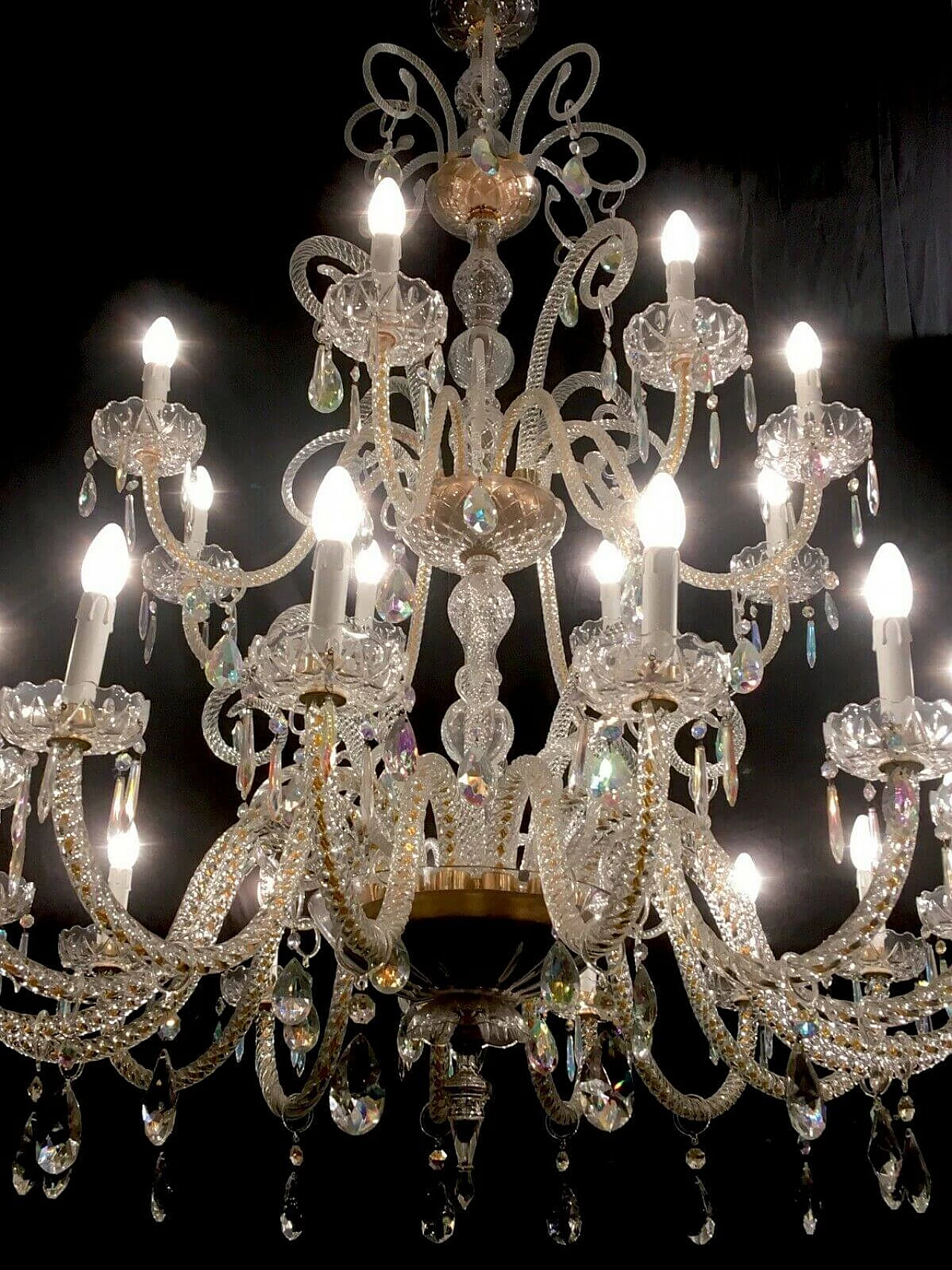 Glass chandelier with 24 lights by FG, 80s 1205042