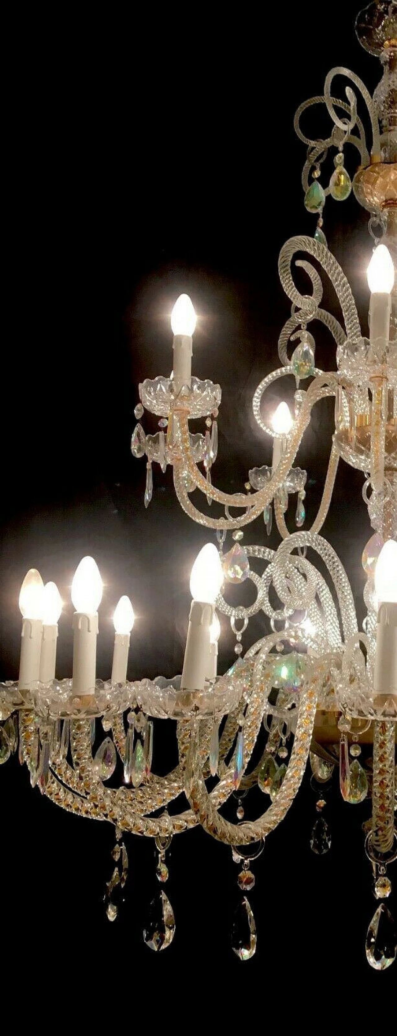 Glass chandelier with 24 lights by FG, 80s 1205043