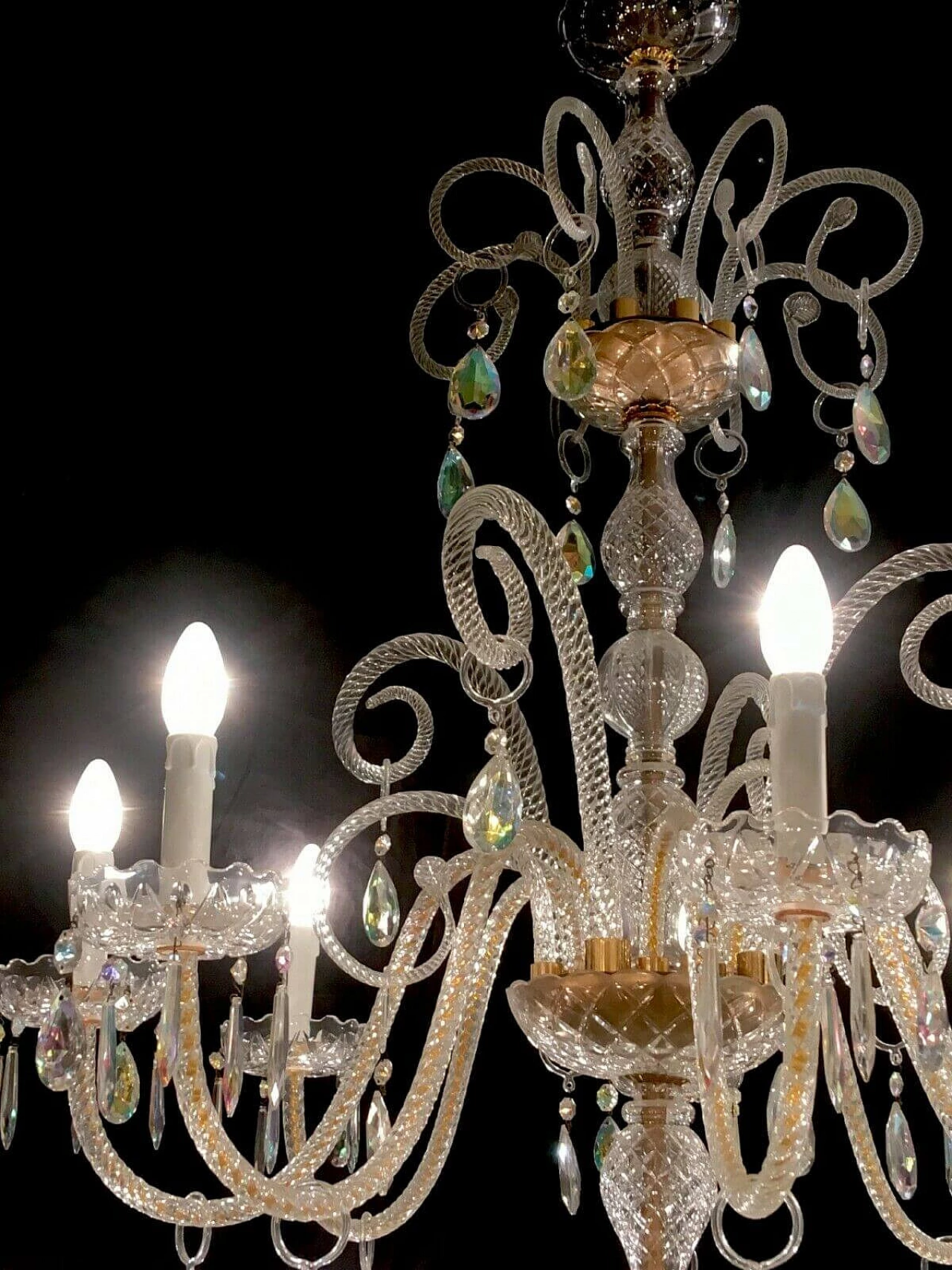 Glass chandelier with 24 lights by FG, 80s 1205044