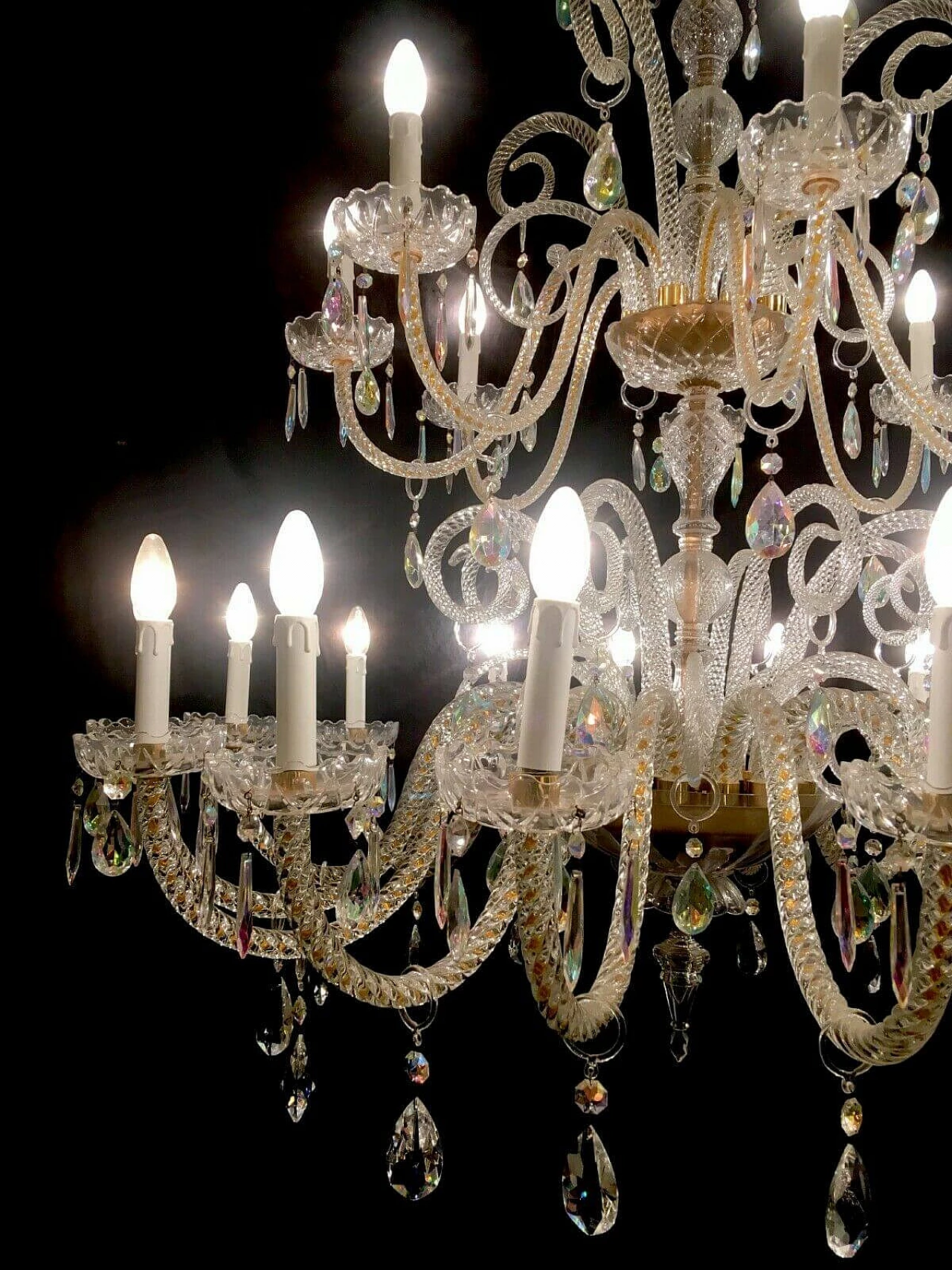 Glass chandelier with 24 lights by FG, 80s 1205045