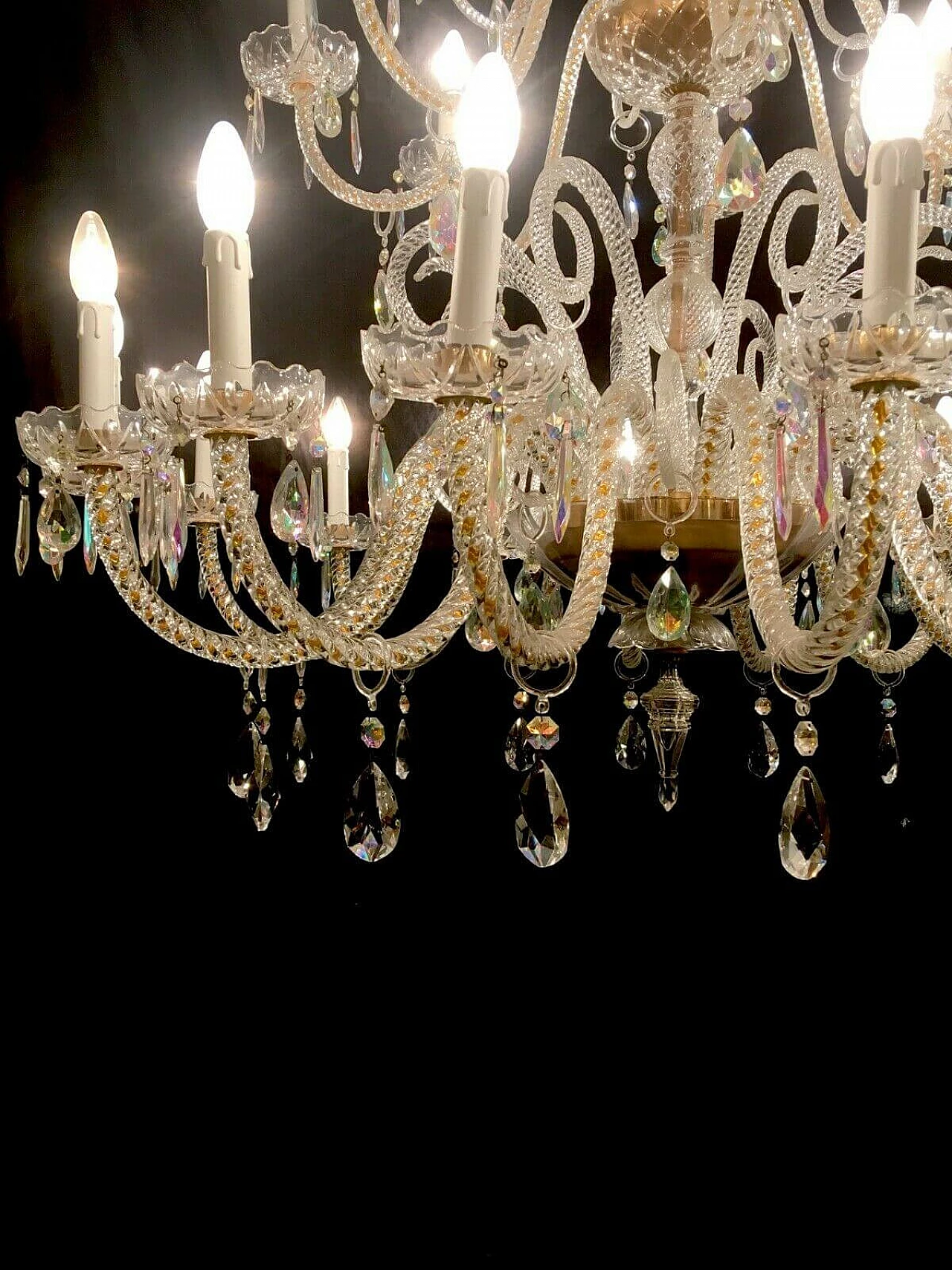 Glass chandelier with 24 lights by FG, 80s 1205046