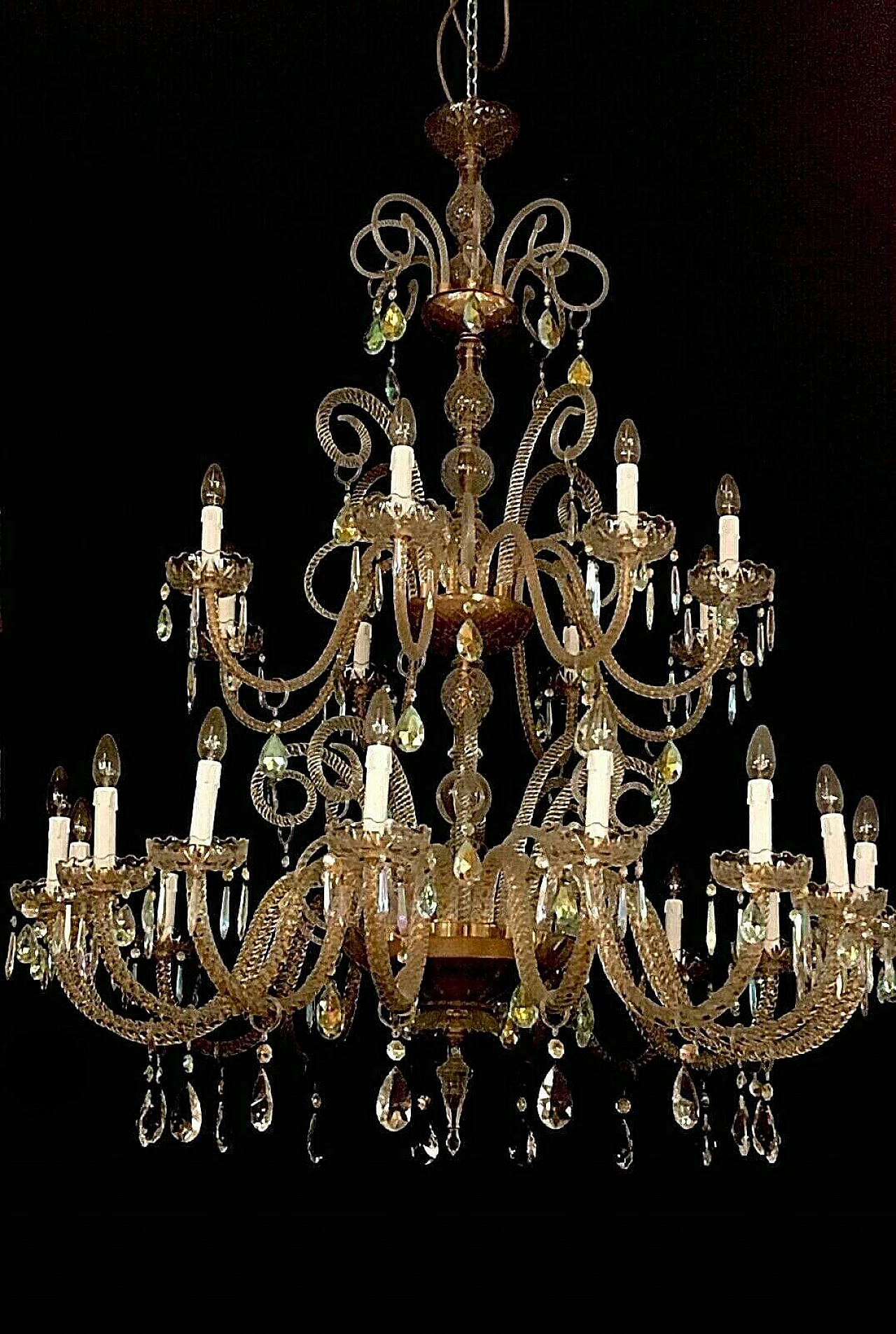 Glass chandelier with 24 lights by FG, 80s 1205048