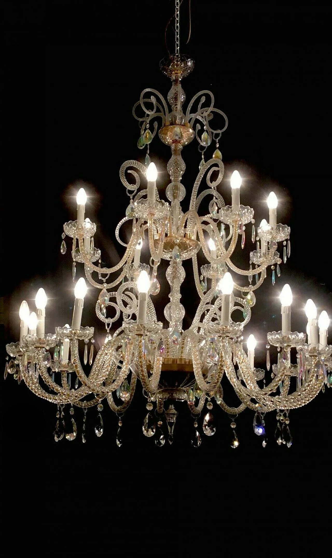 Glass chandelier with 24 lights by FG, 80s 1205049