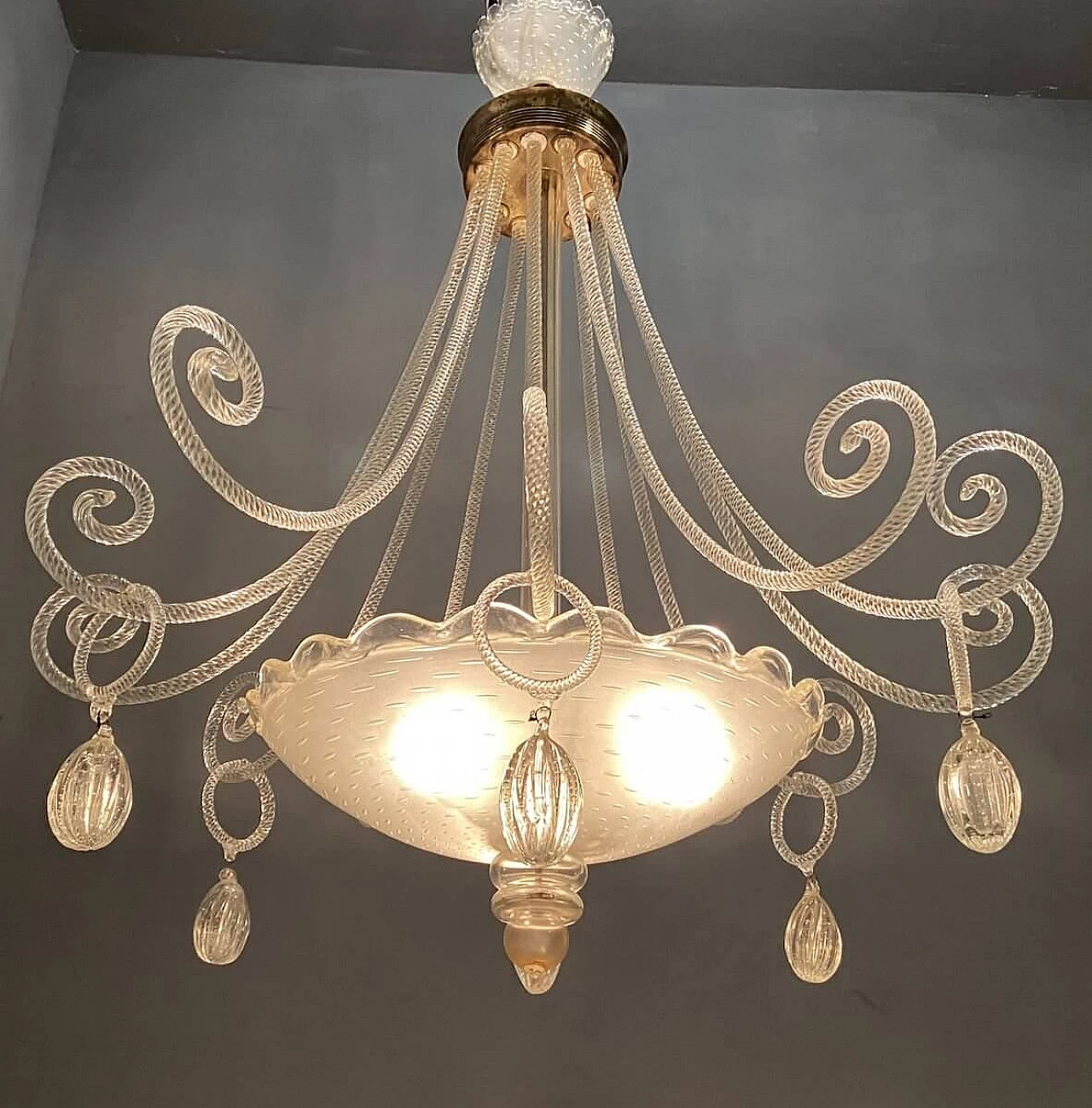 Large Art Deco chandelier by Ercole Barovier, 40s 1207335