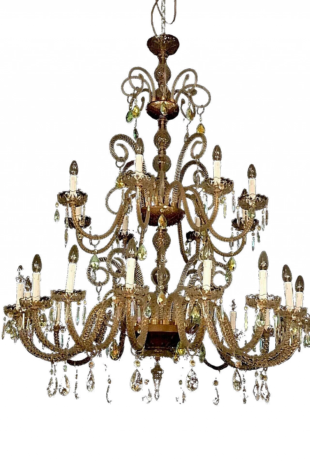 Glass chandelier with 24 lights by FG, 80s 1210056