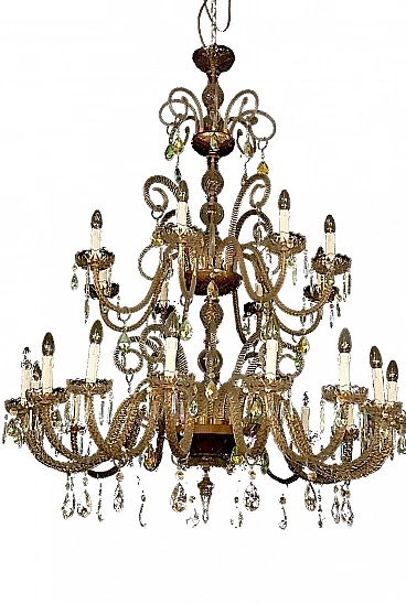 Glass chandelier with 24 lights by FG, 80s