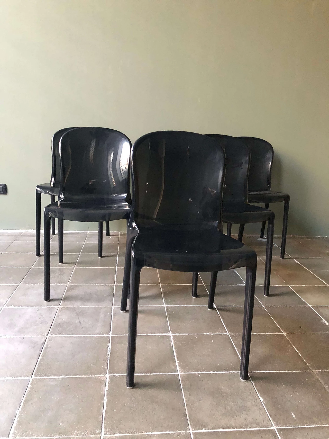 6 Acrylic stacking chairs, 60s 1210101