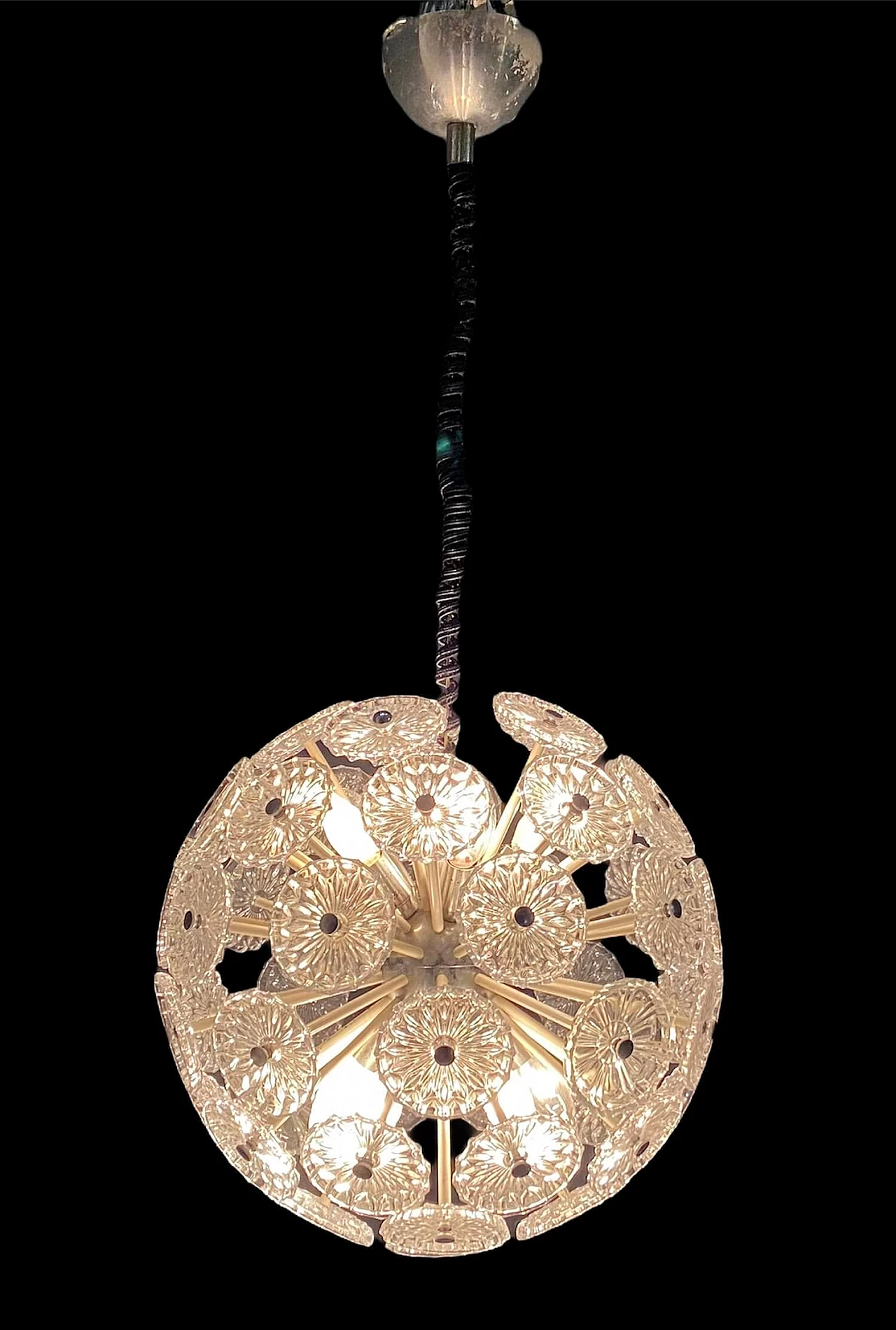 Sputnik chandelier in glass, 70s 1211409