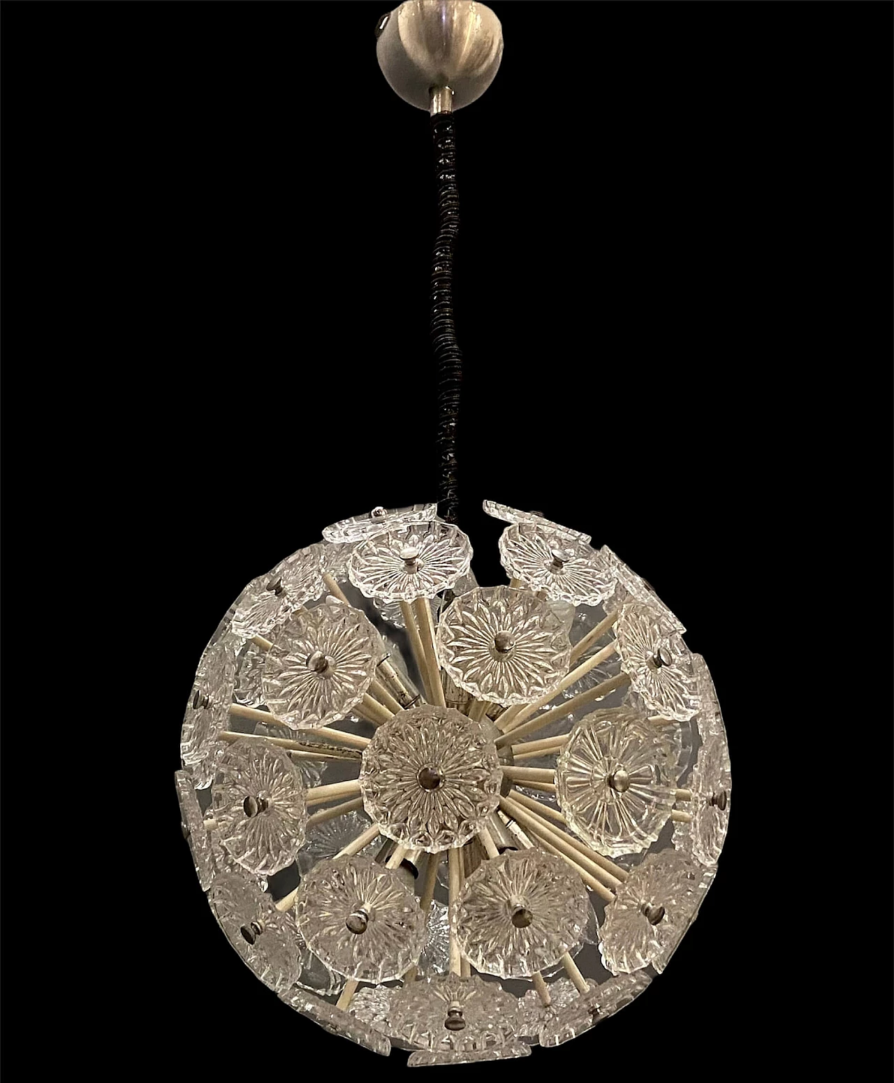 Sputnik chandelier in glass, 70s 1211412