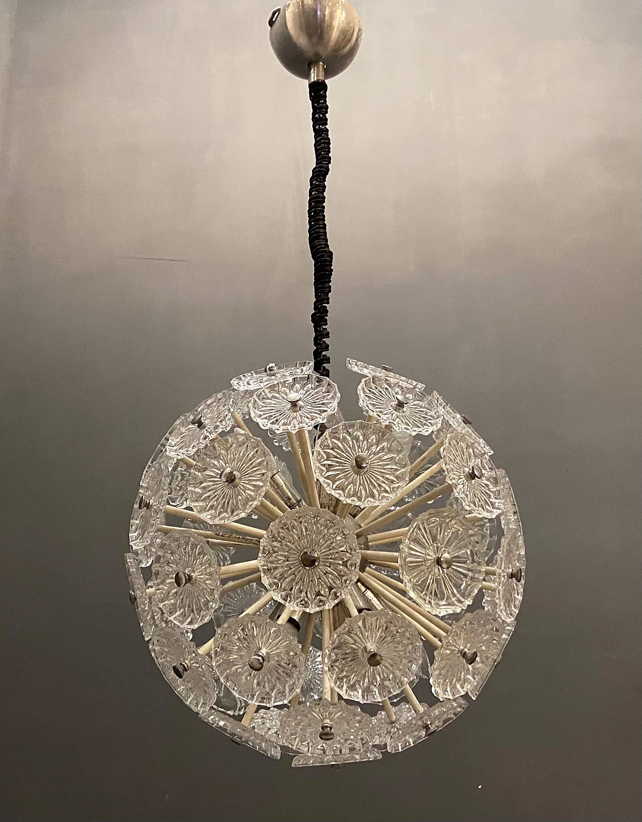 Sputnik chandelier in glass, 70s 1211418