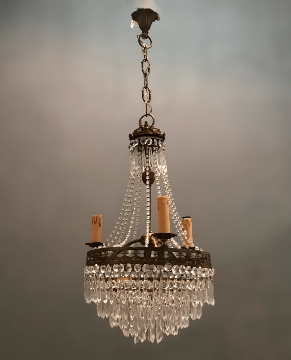 COLLANA BRONZO STILE LAMPADARIO PERLINE NERE