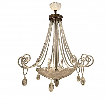 Large Art Deco chandelier by Ercole Barovier, 40s